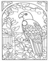 Cute Bird Coloring pages for kids, Bird illustration, Bird vector, Black and white vector