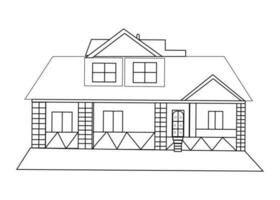 House Vector, House Coloring Pages for Kids. Coloring book for children and adults. Black and white illustration of a house. Contour figure of the cottage. vector