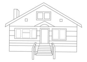 House Vector, House Coloring Pages for Kids. Coloring book for children and adults. Black and white illustration of a house. Contour figure of the cottage. vector