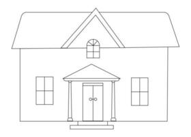 House Vector, House Coloring Pages for Kids. Coloring book for children and adults. Black and white illustration of a house. Contour figure of the cottage. vector