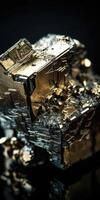 Photo of the mineral stone pyrite close-up, macro.