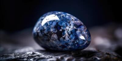 Photo of the mineral stone sodalite close-up, macro. Generative AI