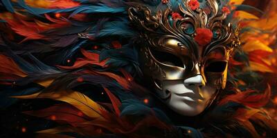 Magnificent Venetian masks. Carnival. Generative AI photo