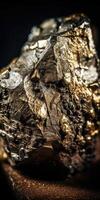 Photo of the mineral stone pyrite close-up, macro. Generative AI