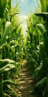 Ecological field of corn. Vegetarianism. Generative AI photo