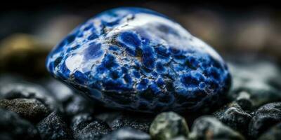 Photo of the mineral stone sodalite close-up, macro. Generative AI