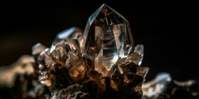 Closeup photo of mineral smoky quartz, macro. Generative AI