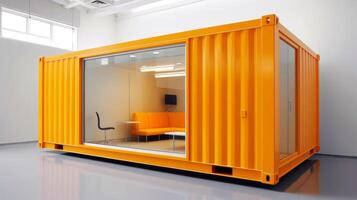 Mobile office buildings or container site office for construction site. Shipping container. Portable house and office cabins, illustration photo