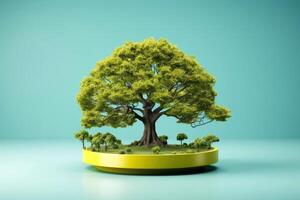 Ecosystem restoration, environment day concept tree background. Recycle icon paper cut banner with forest. Ecology project concept, illustration photo