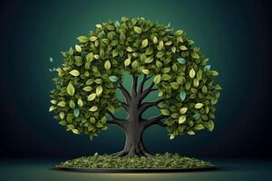 Ecosystem restoration, environment day concept tree background. Recycle icon paper cut banner with forest. Ecology project concept, illustration photo
