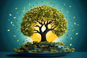 llustration images, Ecosystem restoration, environment day concept tree background. Ecology project concept, illustration photo