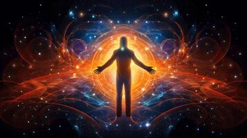 Psychic waves experimentation, psychedelia, and bold mental, emotional, and spiritual journey, journey into wellness with psychic waves, illustration photo