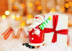 Holiday background with cute Santa decoration photo