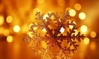 Golden snowflake Christmas tree decoration photo