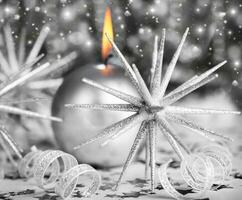 Silver Christmas candle photo