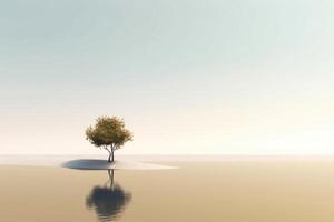 Abstract illustration minimalist landscape, alone tree in clear nature landscapeAbstract illustration minimalist landscape, Alone tree in clear nature landscape, illustration photo