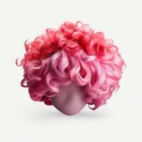 Hair wig over the plastic mannequin head isolated over the white background, mockup featuring contemporary women hairstyles, Generative AI illustration photo