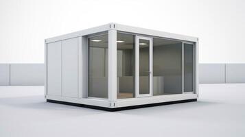 Mobile office buildings or container site office for construction site. Shipping container. Portable house and office cabins, illustration photo
