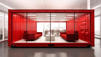 Mobile office buildings or container site office for construction site. Shipping container. Portable house and office cabins, illustration photo