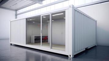 Mobile office buildings or container site office for construction site. Shipping container. Portable house and office cabins, illustration photo