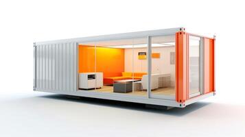Mobile office buildings or container site office for construction site. Shipping container. Portable house and office cabins, illustration photo