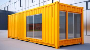 Mobile office buildings or container site office for construction site. Shipping container. Portable house and office cabins, illustration photo