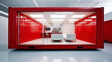 Mobile office buildings or container site office for construction site. Shipping container. Portable house and office cabins, illustration photo