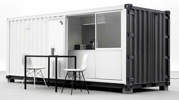 Mobile office buildings or container site office for construction site. Shipping container. Portable house and office cabins, illustration photo