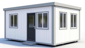 Mobile office buildings or container site office for construction site. Shipping container. Portable house and office cabins, illustration photo