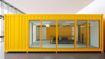 Mobile office buildings or container site office for construction site. Shipping container. Portable house and office cabins, illustration photo