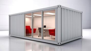 Mobile office buildings or container site office for construction site. Shipping container. Portable house and office cabins, illustration photo