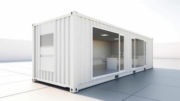 Mobile office buildings or container site office for construction site. Shipping container. Portable house and office cabins, illustration photo