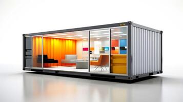Mobile office buildings or container site office for construction site. Shipping container. Portable house and office cabins, illustration photo