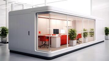 Mobile office buildings or container site office for construction site. Shipping container. Portable house and office cabins, illustration photo