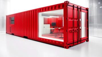 Mobile office buildings or container site office for construction site. Shipping container. Portable house and office cabins, illustration photo