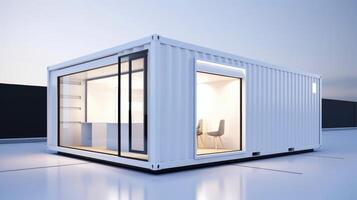 Mobile office buildings or container site office for construction site. Shipping container. Portable house and office cabins, illustration photo