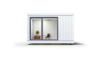Mobile office buildings or container site office for construction site. Shipping container. Portable house and office cabins, illustration photo