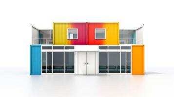 Mobile office buildings or container site office for construction site. Shipping container. Portable house and office cabins, illustration photo