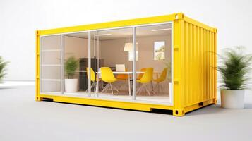 Mobile office buildings or container site office for construction site. Shipping container. Portable house and office cabins, illustration photo