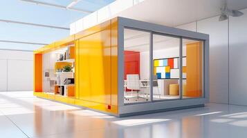 Mobile office buildings or container site office for construction site. Shipping container. Portable house and office cabins, illustration photo