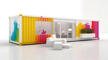 Mobile office buildings or container site office for construction site. Shipping container. Portable house and office cabins, illustration photo