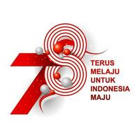 78th Happy Indonesia independence day Vector number logo design with red white baloon and ribbon