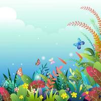 beautiful forest scene background vector