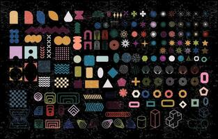 Brutalist abstract geometric shapes and grids collection vector