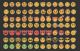 retro emoticones haz pegatina conjunto vector