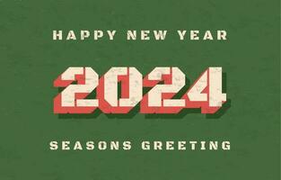 2024 New Year festive banner design with Retro typography. Vector illustration.