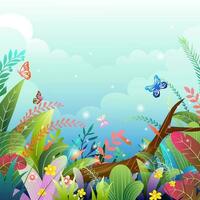 beautiful forest scene background vector