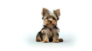 Photo of a yorkshire terrier on white background. Generative AI