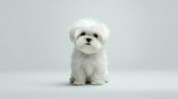 Photo of a shih tzu on white background. Generative AI