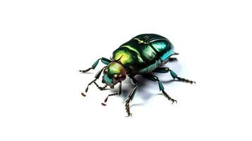 Photo of a Japanese beetle on white background. Generative AI